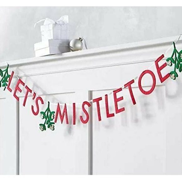 Macy's Holiday Lane Christmas Cheer Red, White and Green Let's Mistletoe Garland - Picture 1 of 1